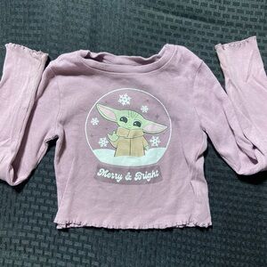 Star Wars Lavender Graphic Top With Baby Yoda on Front
